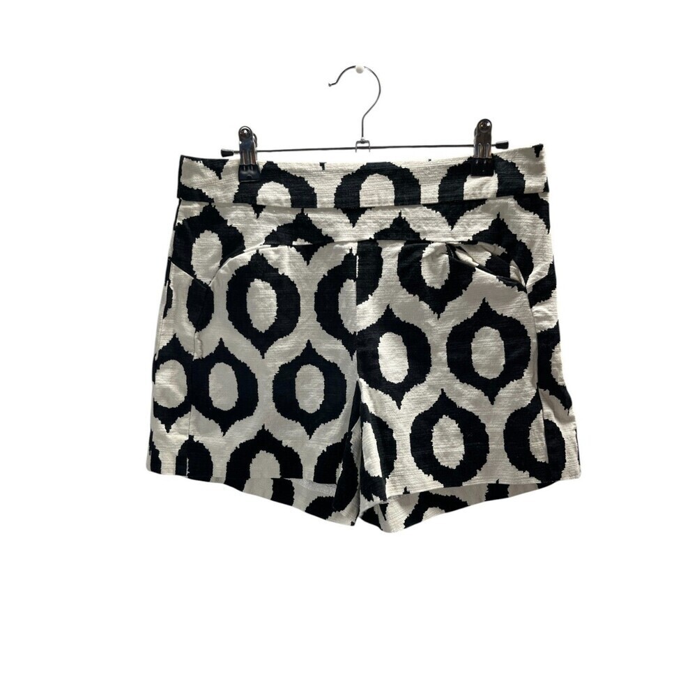 Cartonnier Shorts Women's Size 4 White Black Geometric Cotton Blend